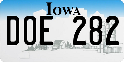 IA license plate DOE282