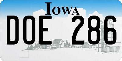IA license plate DOE286