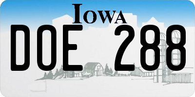IA license plate DOE288
