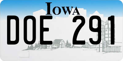 IA license plate DOE291
