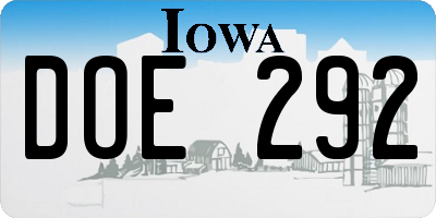 IA license plate DOE292