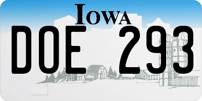 IA license plate DOE293