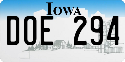 IA license plate DOE294