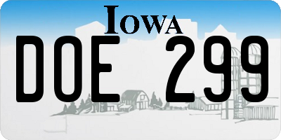 IA license plate DOE299