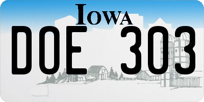 IA license plate DOE303