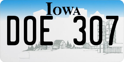 IA license plate DOE307