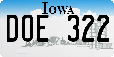 IA license plate DOE322