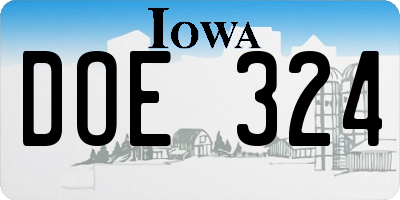 IA license plate DOE324