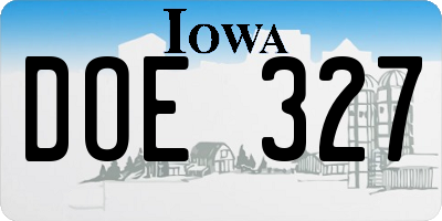 IA license plate DOE327