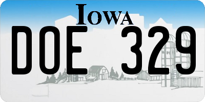 IA license plate DOE329