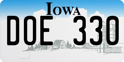 IA license plate DOE330