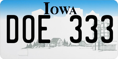 IA license plate DOE333