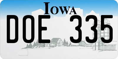 IA license plate DOE335