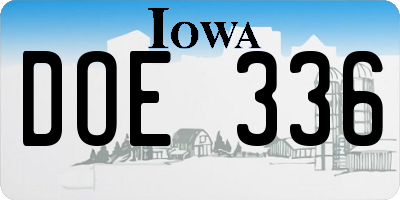 IA license plate DOE336