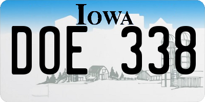 IA license plate DOE338
