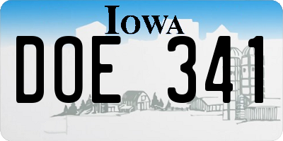 IA license plate DOE341