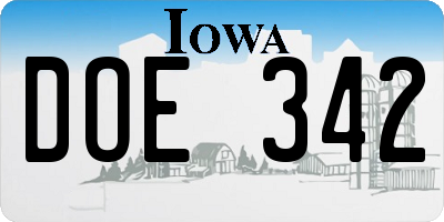 IA license plate DOE342