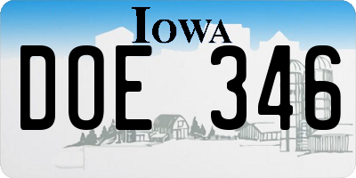 IA license plate DOE346