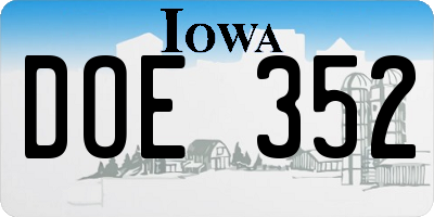 IA license plate DOE352
