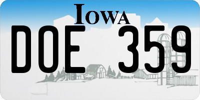 IA license plate DOE359