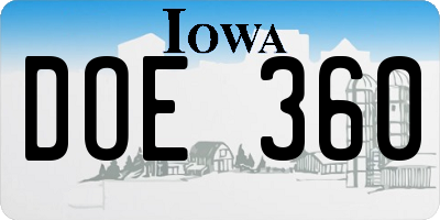 IA license plate DOE360