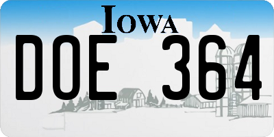 IA license plate DOE364