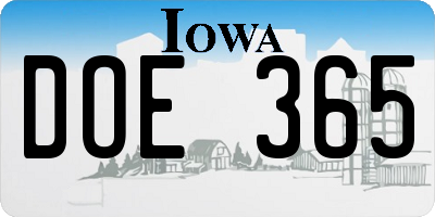 IA license plate DOE365