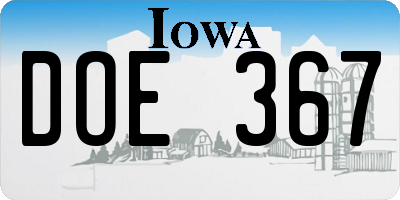 IA license plate DOE367