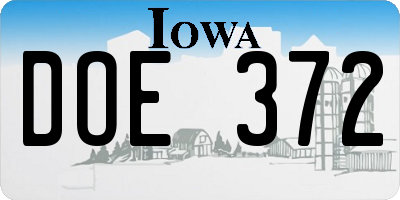 IA license plate DOE372