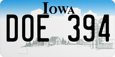 IA license plate DOE394