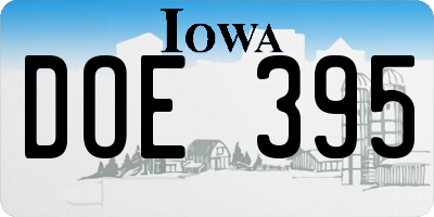 IA license plate DOE395