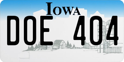 IA license plate DOE404