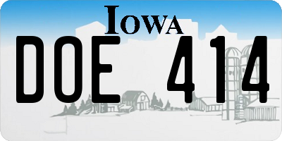 IA license plate DOE414