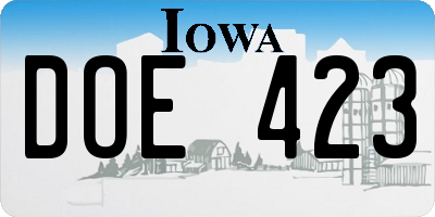 IA license plate DOE423