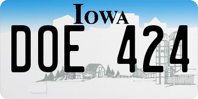 IA license plate DOE424