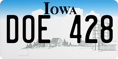 IA license plate DOE428