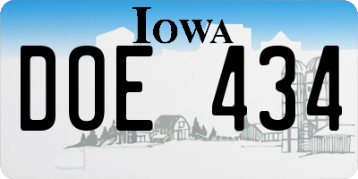 IA license plate DOE434