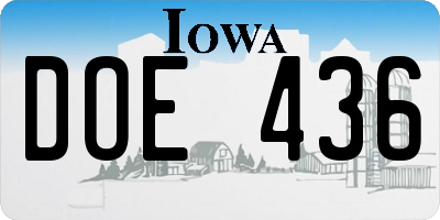 IA license plate DOE436