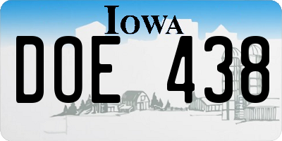 IA license plate DOE438