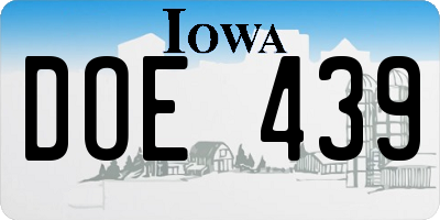 IA license plate DOE439