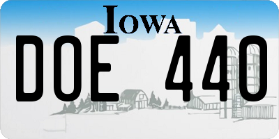 IA license plate DOE440