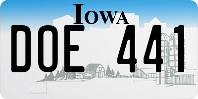 IA license plate DOE441