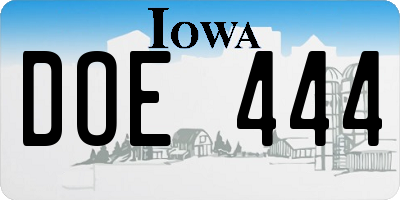 IA license plate DOE444