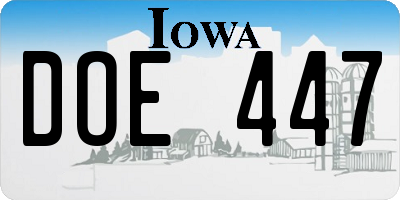 IA license plate DOE447