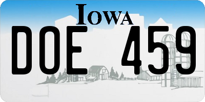 IA license plate DOE459