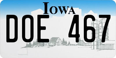 IA license plate DOE467