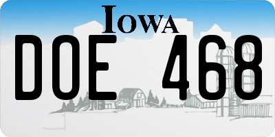 IA license plate DOE468