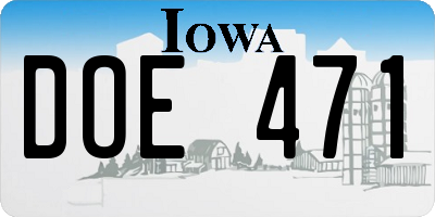 IA license plate DOE471