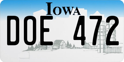 IA license plate DOE472