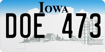 IA license plate DOE473